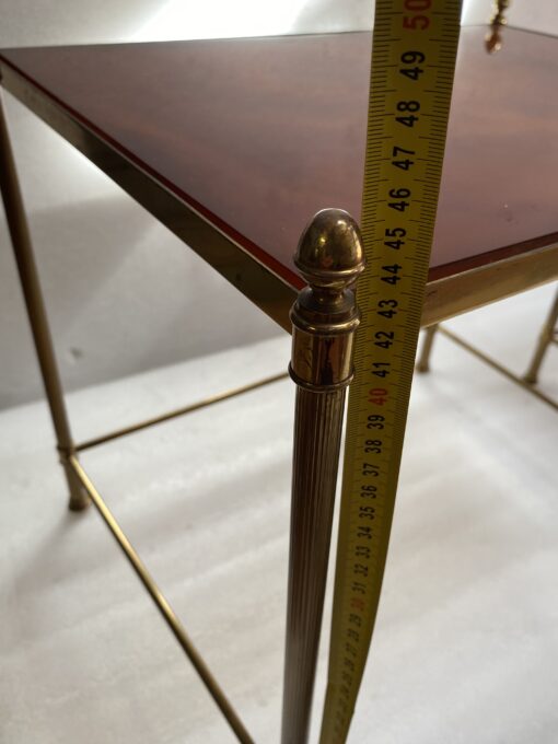 1970 ‘Serie 3 Nesting Tables Maison Baguès In Gilt Bronze, 3 Amber Bakelite Trays - Image 9