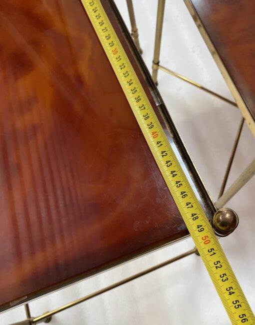 1970 ‘Serie 3 Nesting Tables Maison Baguès In Gilt Bronze, 3 Amber Bakelite Trays - Image 7