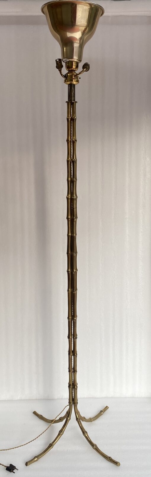 1950/70 Gilded bronze floor lamp Maison Bagués  4 stems Bamboo decor H 172 cm