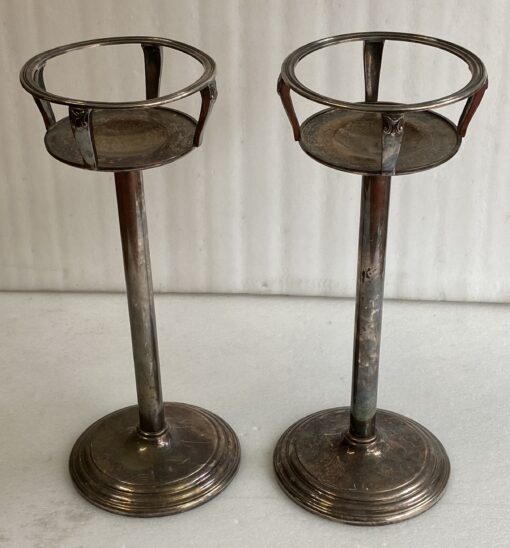 1950′ Paire De Serviteurs De  Seaux à Champagne Style Art Deco En Métal Argenté Maison Sambonet Signés