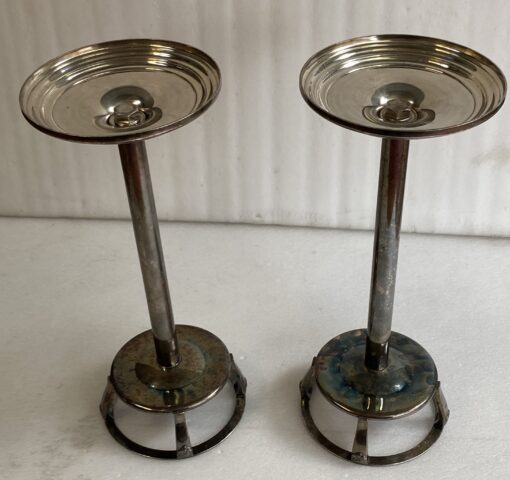 1950′ Paire De Serviteurs De  Seaux à Champagne Style Art Deco En Métal Argenté Maison Sambonet Signés – Image 6