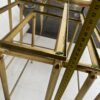 1970′ Set of 3 Gilt Bronze Nesting Tables with Smoked Glass Tops - Image 11