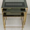 1970′ Set of 3 Gilt Bronze Nesting Tables with Smoked Glass Tops - Image 4