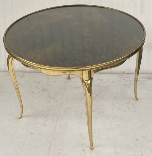 1970' Table Basse Ronde Bronze Doré Maison Jansen Ø 65 H 44 cm