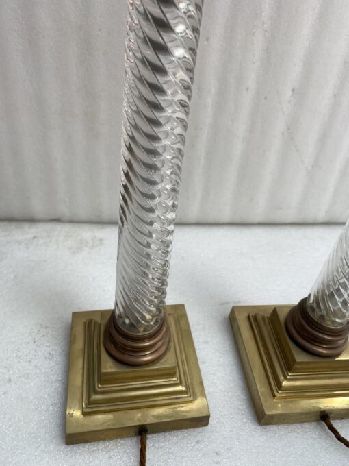 1900′ Paire De Lampes Cristal Baccarat Et Bronze Style Renaissance Avec Chapiteaux Corinthiens – Image 15