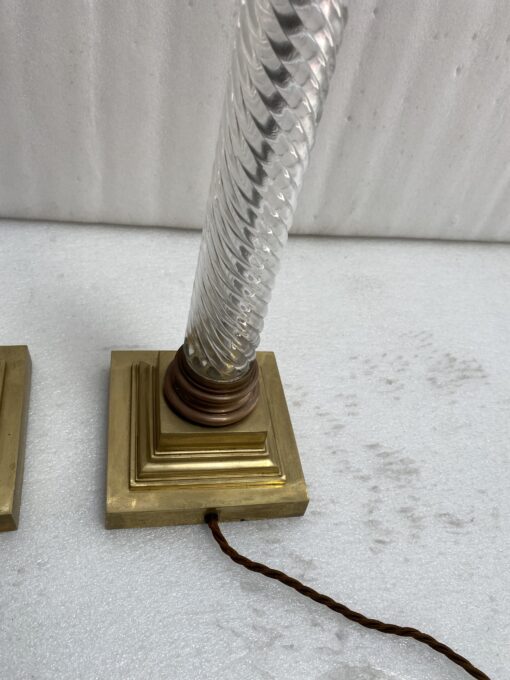 1900′ Paire De Lampes Cristal Baccarat Et Bronze Style Renaissance Avec Chapiteaux Corinthiens – Image 14