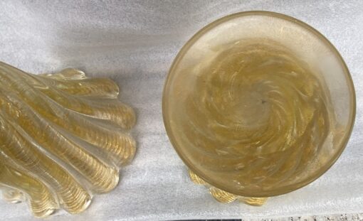 1970′ Vases Similaires Torsadés Cristal Murano Avec Paillons D’ Or Murano H 26 et 24,5 cm – Image 10