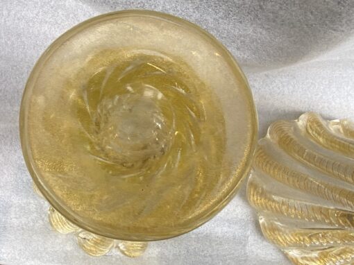 1970′ Vases Similaires Torsadés Cristal Murano Avec Paillons D’ Or Murano H 26 et 24,5 cm – Image 9