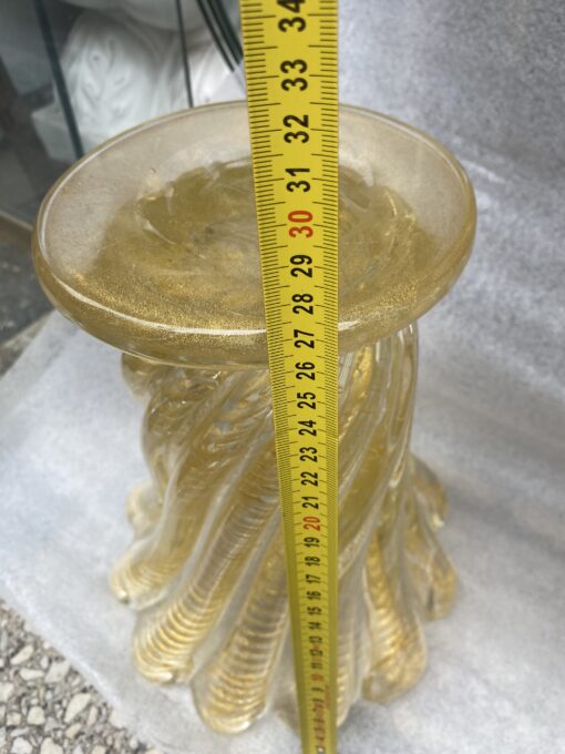 1970′ Vases Similaires Torsadés Cristal Murano Avec Paillons D’ Or Murano H 26 et 24,5 cm – Image 5