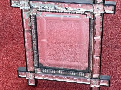 1900′ Miroir Venise à Poser Style Napoléon 3  Décor Bambou Au Centre H 43,5 x L 36,5 cm