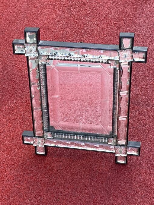 1900′ Miroir Venise à Poser Style Napoléon 3  Décor Bambou Au Centre H 43,5 x L 36,5 cm