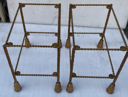 1970′ Pair of Gilded Iron Side Tables with 2 Glass Trays DLG Maison Bagués Decor Passementerie - Image 18