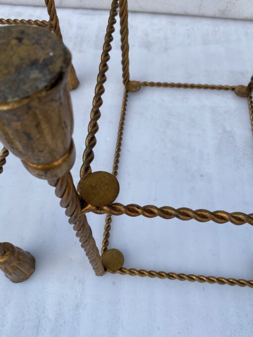 1970′ Pair of Gilded Iron Side Tables with 2 Glass Trays DLG Maison Bagués Decor Passementerie - Image 14