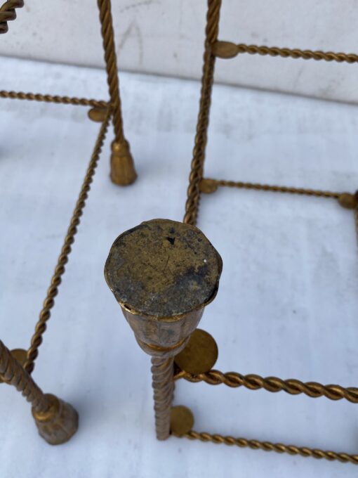 1970′ Pair of Gilded Iron Side Tables with 2 Glass Trays DLG Maison Bagués Decor Passementerie - Image 13