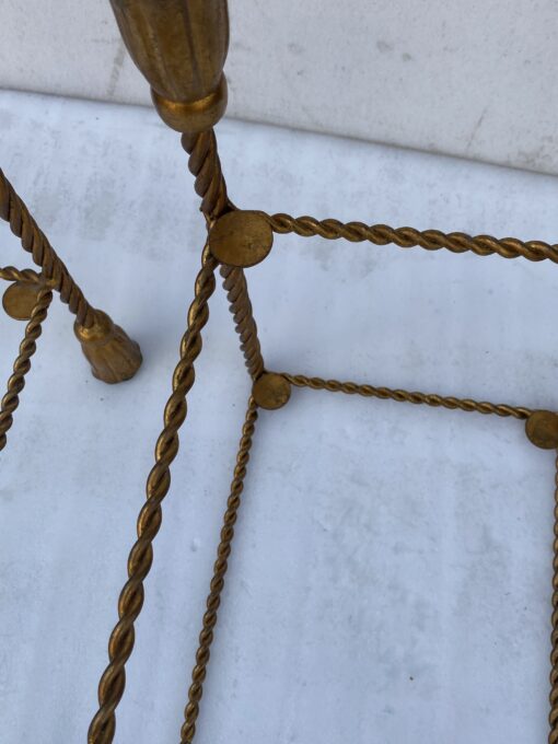 1970′ Pair of Gilded Iron Side Tables with 2 Glass Trays DLG Maison Bagués Decor Passementerie - Image 11