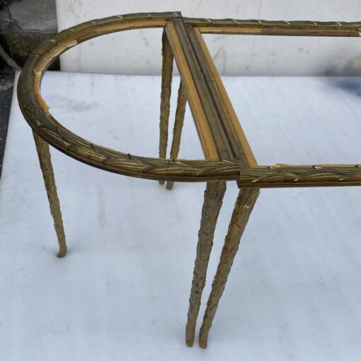 1970′ Maison Charles Tripartite Table Palm Tree Decor in Gilt Bronze with Mirrored Trays 102 X 43 cm - Image 9