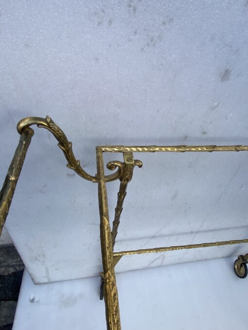 1970′ Rolling Trolley in Bronze and Gilded Brass Maison Baguès Palm Tree Decor - Image 10