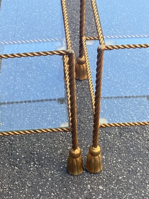 1970′ Pair of Gilded Iron Side Tables with 2 Glass Trays DLG Maison Bagués Decor Passementerie - Image 21