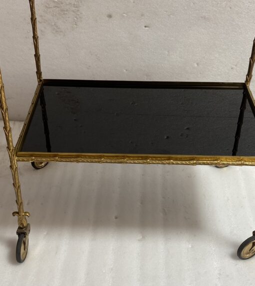 1970′ Rolling Trolley in Bronze and Gilded Brass Maison Baguès Palm Tree Decor - Image 19