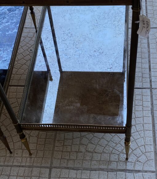 1950/70′ Pair of shelves Maison Baguès 62 X 34 cm H 68 cm Aged Oxidized Mirror Trays - Image 12