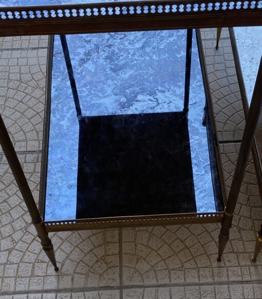 1950/70′ Pair of shelves Maison Baguès 62 X 34 cm H 68 cm Aged Oxidized Mirror Trays - Image 11