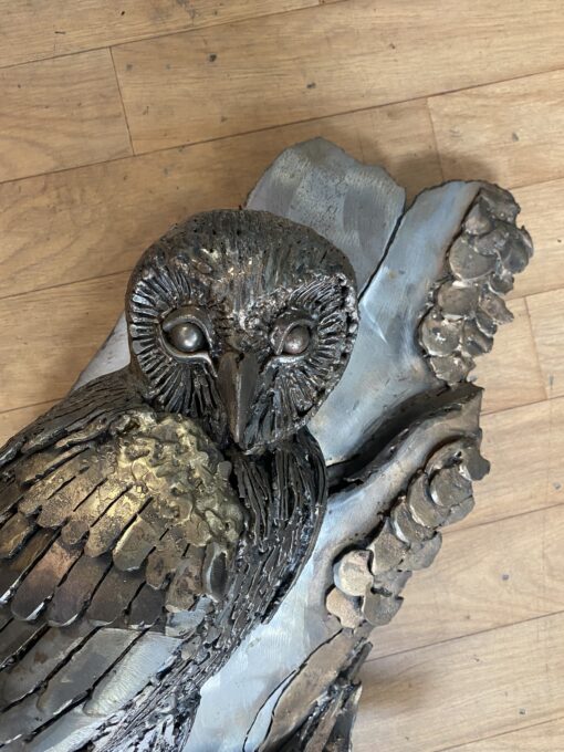 1990' Jacques Lerebourg Famille De Chouettes Fer Forgé En Applique – Image 11