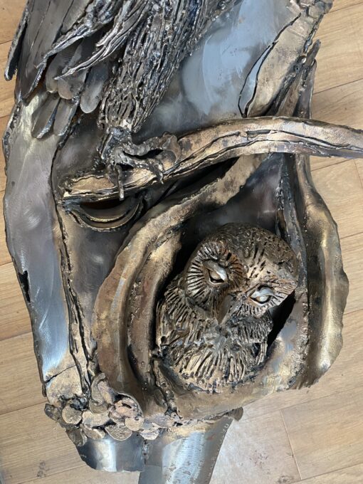 1990' Jacques Lerebourg Famille De Chouettes Fer Forgé En Applique – Image 10