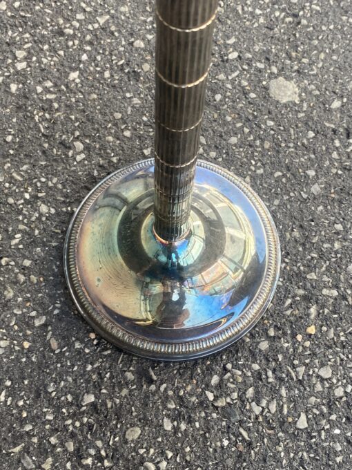 1970′ Pair of Silver Metal Pedestal Tables ø 30 cm H 47 cm - Image 7