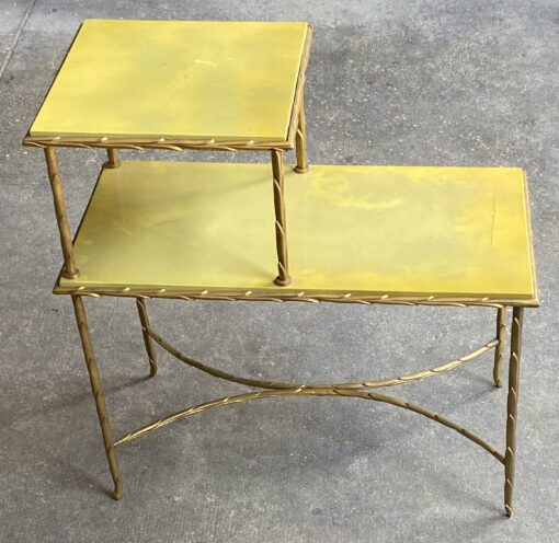 1970′ Bout de canapé  à Étage En Bronze Doré Décor Palmier Maison Charles 62 X 32 cm