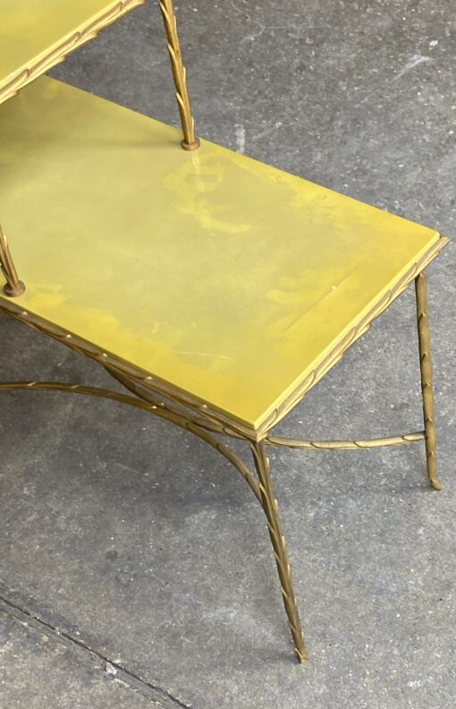 1970′ Bout de canapé  à Étage En Bronze Doré Décor Palmier Maison Charles 62 X 32 cm – Image 14