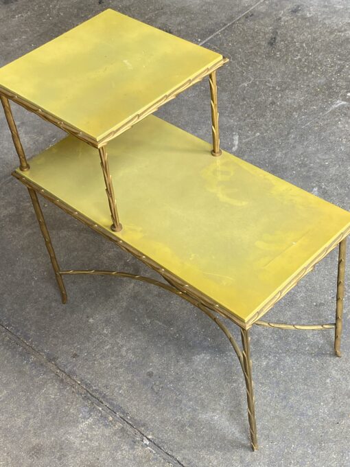1970′ Bout de canapé  à Étage En Bronze Doré Décor Palmier Maison Charles 62 X 32 cm – Image 13