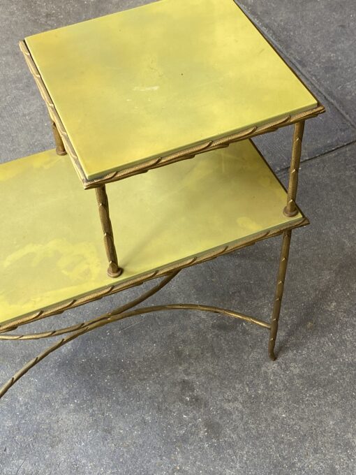 1970′ Bout de canapé  à Étage En Bronze Doré Décor Palmier Maison Charles 62 X 32 cm – Image 12