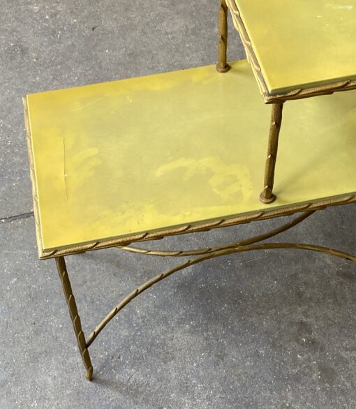 1970′ Bout de canapé  à Étage En Bronze Doré Décor Palmier Maison Charles 62 X 32 cm – Image 11