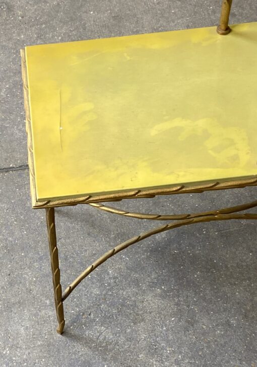 1970′ Bout de canapé  à Étage En Bronze Doré Décor Palmier Maison Charles 62 X 32 cm – Image 10