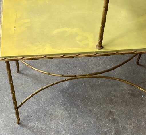 1970′ Bout de canapé  à Étage En Bronze Doré Décor Palmier Maison Charles 62 X 32 cm – Image 9