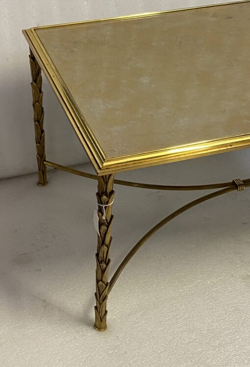 1970′ Table Basse en Bronze Modèle Palmier, Maison Charles , Entretoise Double Arc De Cercle 89 x 49 x H 38 cm – Image 6