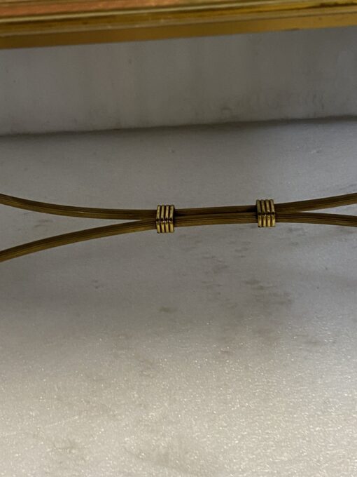 1970′ Table Basse en Bronze Modèle Palmier, Maison Charles , Entretoise Double Arc De Cercle 89 x 49 x H 38 cm – Image 5