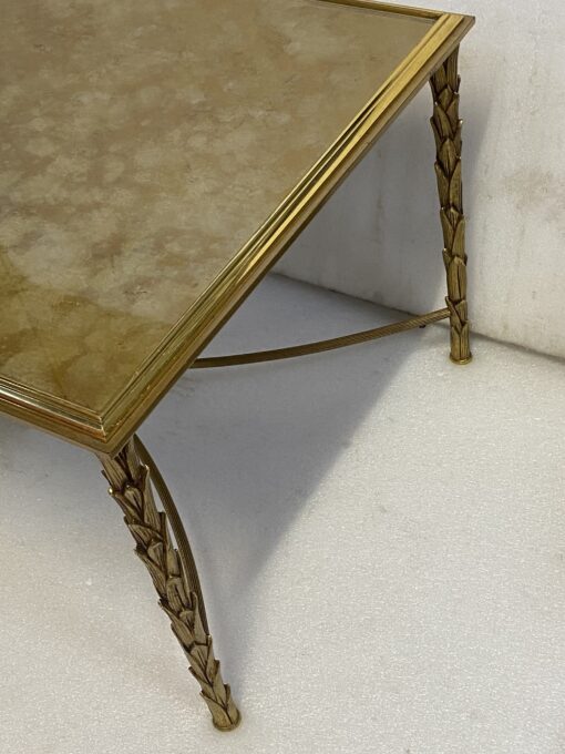 1970′ Table Basse en Bronze Modèle Palmier, Maison Charles , Entretoise Double Arc De Cercle 89 x 49 x H 38 cm – Image 4