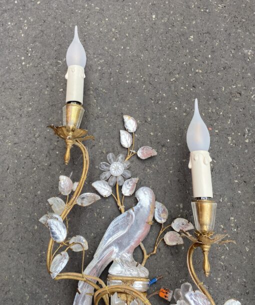 1950/70′ Paire d’Appliques à la Perruche Posée Sur Une Gaine, Maison Baguès H 63 – Image 16