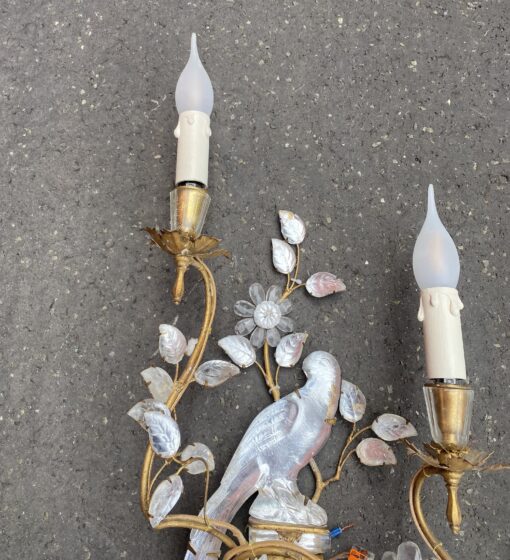 1950/70′ Paire d’Appliques à la Perruche Posée Sur Une Gaine, Maison Baguès H 63 – Image 15