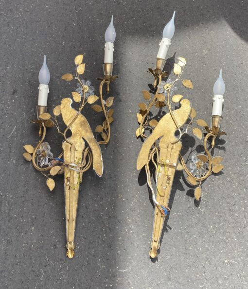 1950/70′ Paire d’Appliques à la Perruche Posée Sur Une Gaine, Maison Baguès H 63 – Image 6