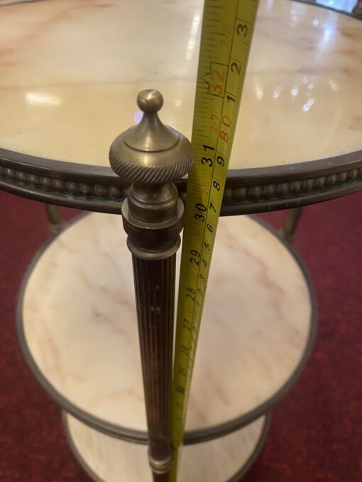 1970′ Table Or Round Shelve Stands Gilt Bronze And Onyx 3 Trays Maison Jansen, Baguès Or Charles ∅ 40 H 81 cm - Image 11