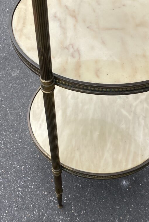 1970′ Table Or Round Shelve Stands Gilt Bronze And Onyx 3 Trays Maison Jansen, Baguès Or Charles ∅ 40 H 81 cm - Image 8