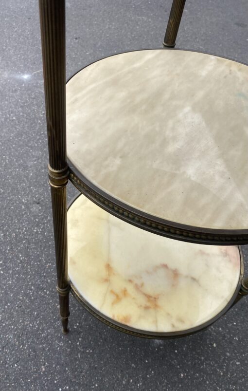 1970′ Table Or Round Shelve Stands Gilt Bronze And Onyx 3 Trays Maison Jansen, Baguès Or Charles ∅ 40 H 81 cm - Image 5