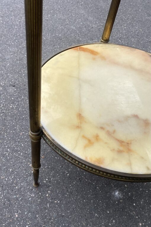 1970′ Table Or Round Shelve Stands Gilt Bronze And Onyx 3 Trays Maison Jansen, Baguès Or Charles ∅ 40 H 81 cm - Image 4