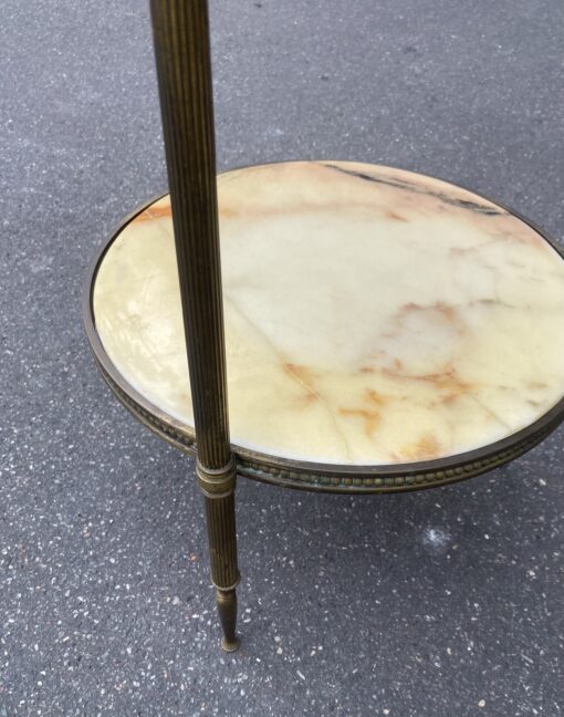 1970′ Table Or Round Shelve Stands Gilt Bronze And Onyx 3 Trays Maison Jansen, Baguès Or Charles ∅ 40 H 81 cm - Image 2