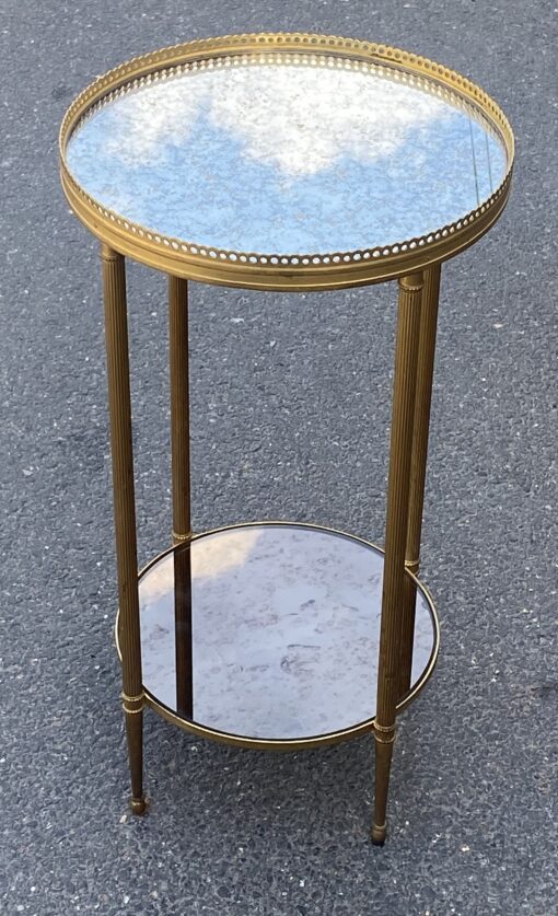 1970′ Guéridon Bronze Avec Galerie Maison Jansen Ø 33 H 62 cm