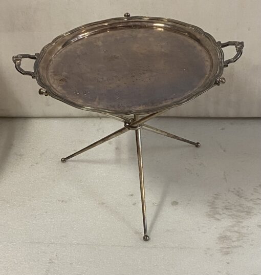 1950′ Tripod Pedestal Table Silver Bronze Maison Jansen or Bagués ø 57 cm H 41 cm - Image 22