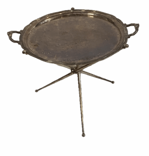1950′ Tripod Pedestal Table Silver Bronze Maison Jansen or Bagués ø 57 cm H 41 cm