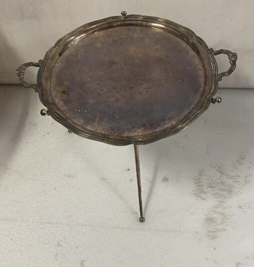 1950′ Tripod Pedestal Table Silver Bronze Maison Jansen or Bagués ø 57 cm H 41 cm - Image 21